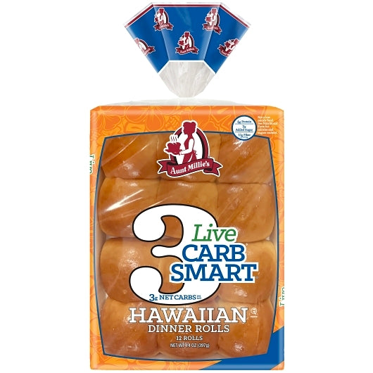 Aunt Millie's Live Carb Smart Hawaiian Dinner Rolls, 12 rolls