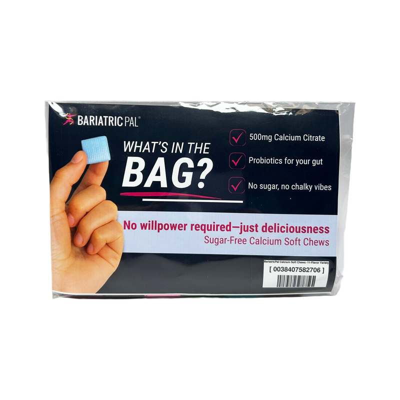 BariatricPal Sugar-Free Calcium Citrate Soft Chews 500mg with Probiotics - All Flavor Sample Variety Pack