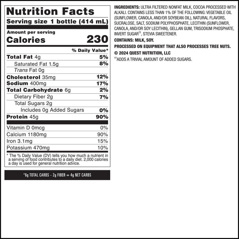Quest Nutrition 45g Protein Milkshake, 14 fl oz(4 pack)