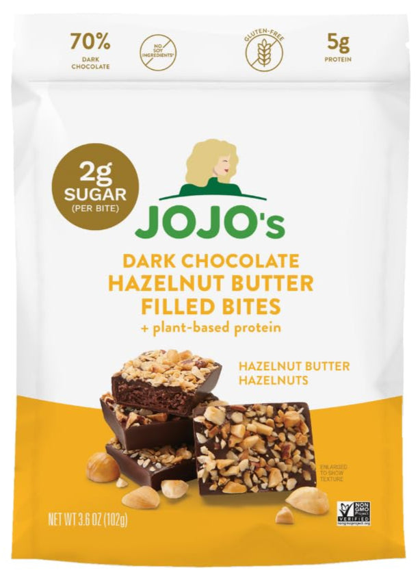 JoJo's Dark Chocolate Bites + Plant Based Protein, 3.6 oz