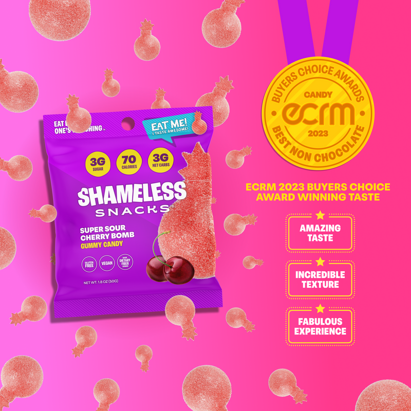 Shameless Snacks Gummy Candy - Super Sour Cherry Bomb