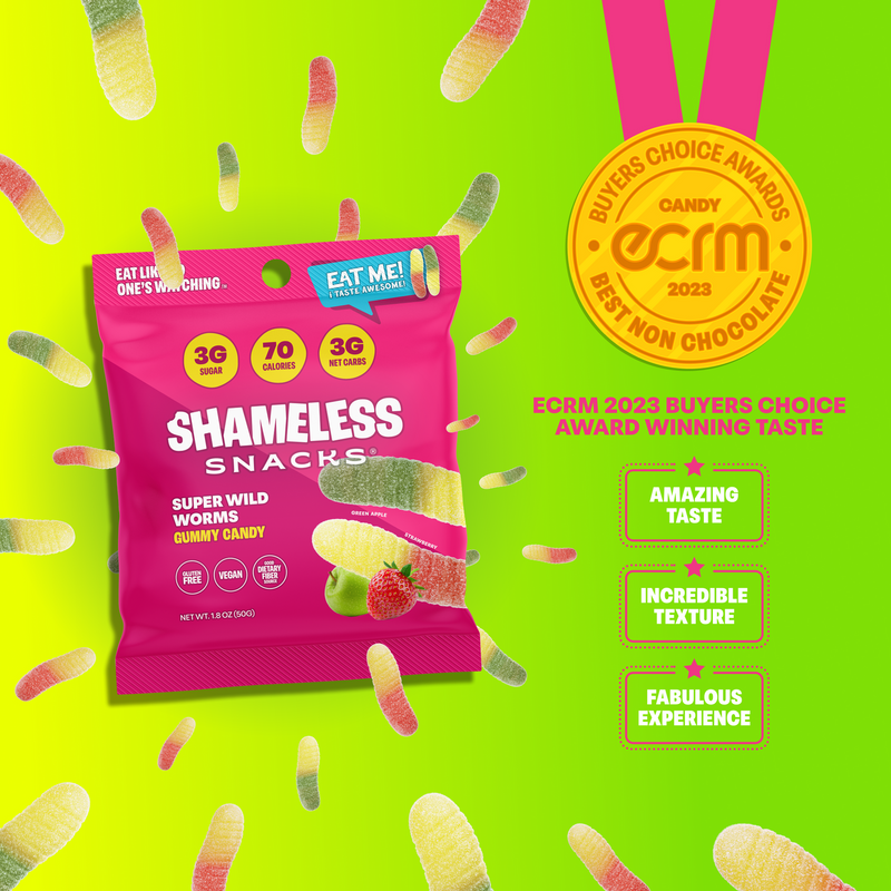 Shameless Snacks Gummy Candy - Super Wild Worms