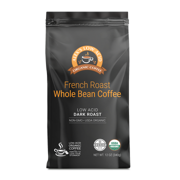 Alex's Low Acid Coffee French Roast whole bean bag