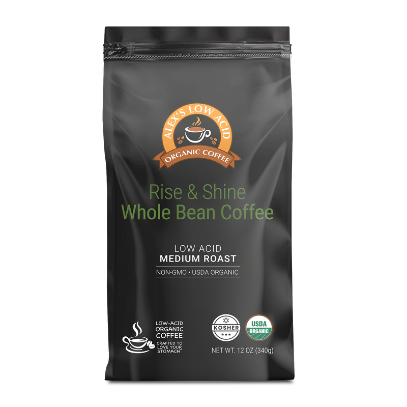 Alex's Low-Acid Organic Coffee™ - Rise and Shine Whole Bean (12oz)