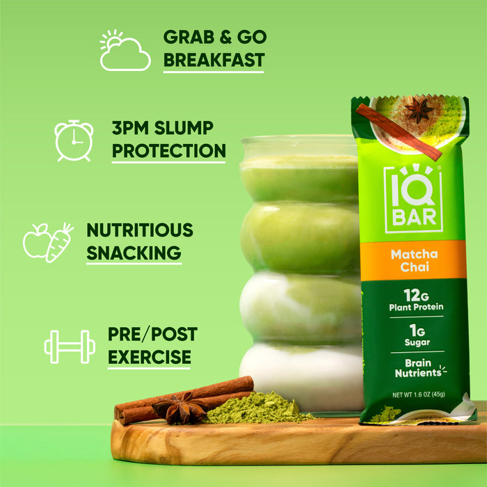 IQBar Vegan and Keto Protein Bars - Matcha Chai