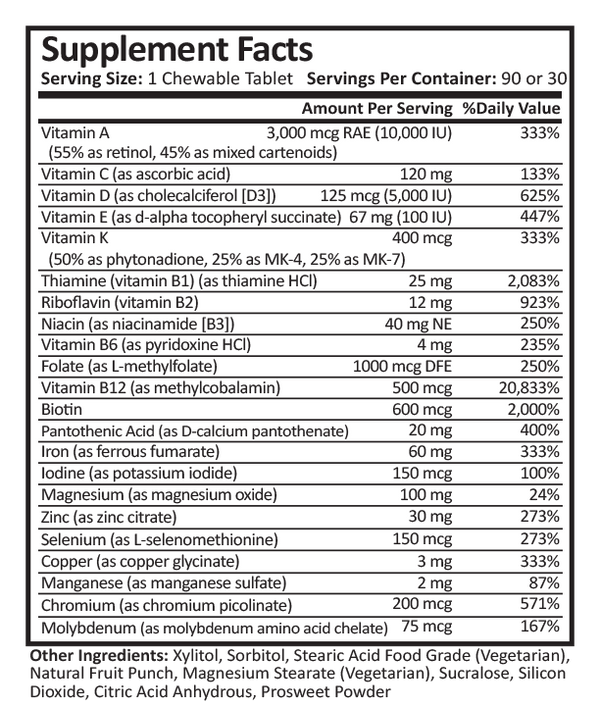 ProCare Health DS/SADI Core Multivitamin Chewable Tablet - with 60mg Iron