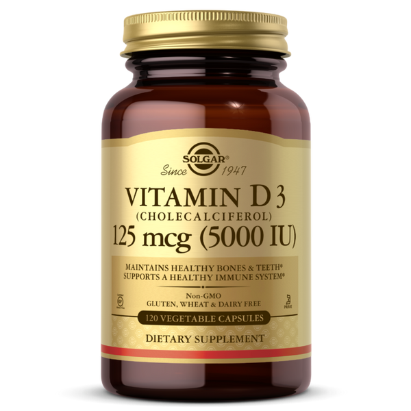 Solgar® Vitamin D3 (Cholecalciferol) 125mcg (5000 iu) Vegetable Capsules