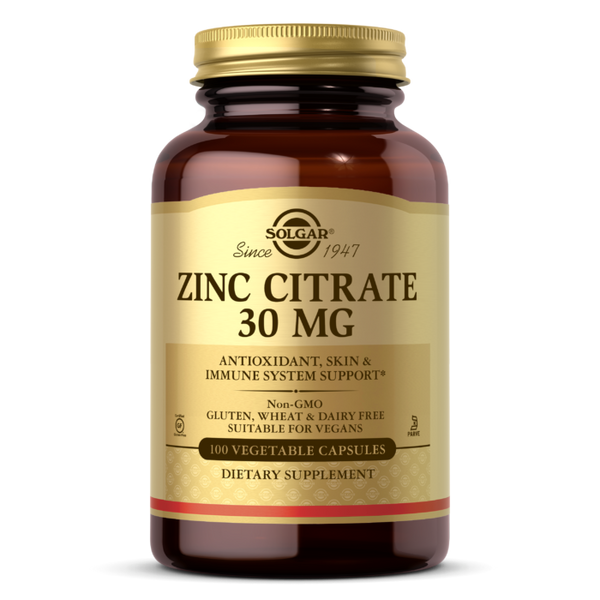 Solgar® Zinc Citrate 30mg, 100 Vegetable capsules