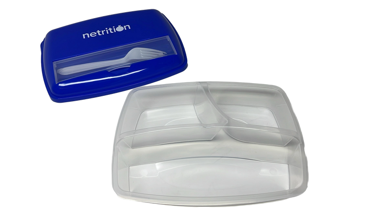 3-Compartment Microwavable Bento Box with Spoon and Fork Set by Netrition