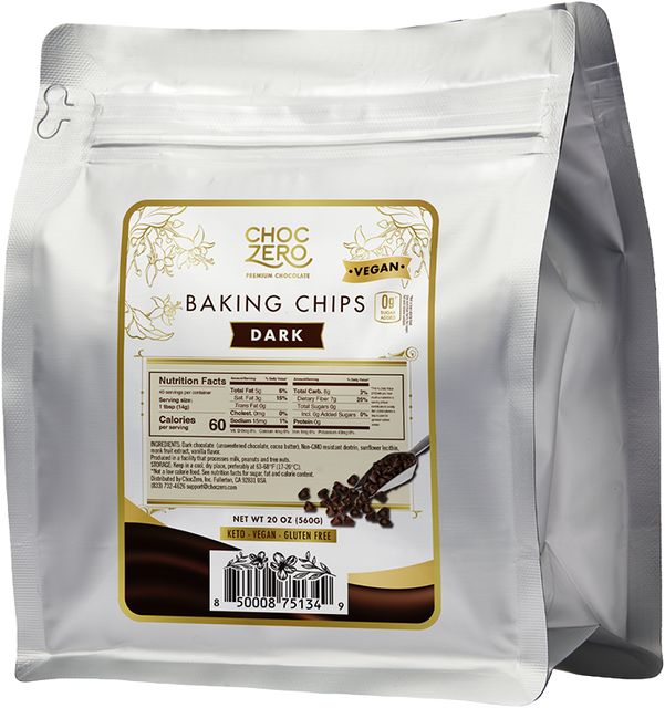 ChocZero Sugar Free Dark Chocolate Baking Chips 20 oz