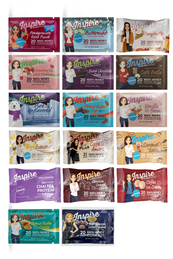 Inspire Single Serve Protein Powder by Bariatric Eating - 17 Flavor Variety Pack!