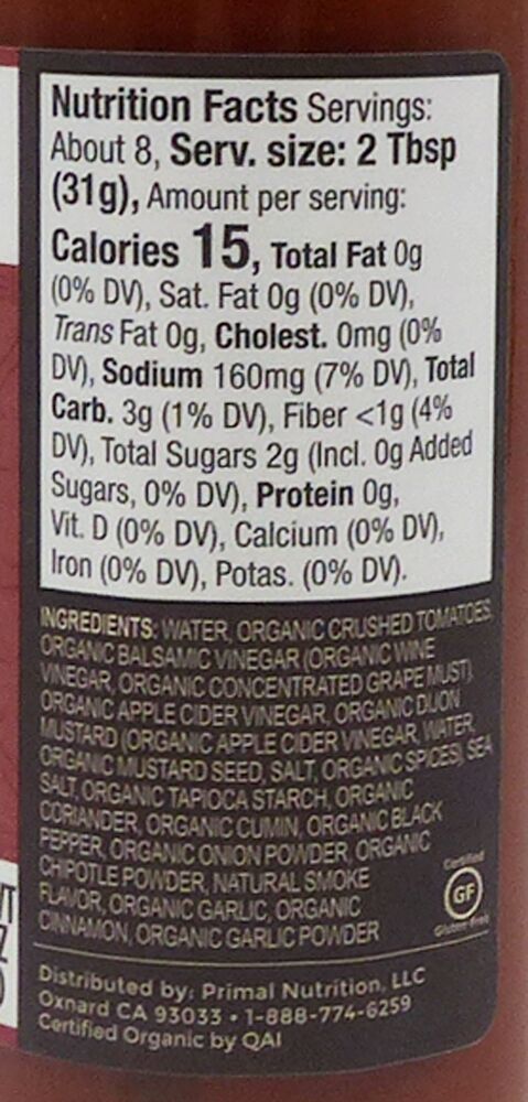 Primal Kitchen Unsweetened BBQ Sauce, Organic