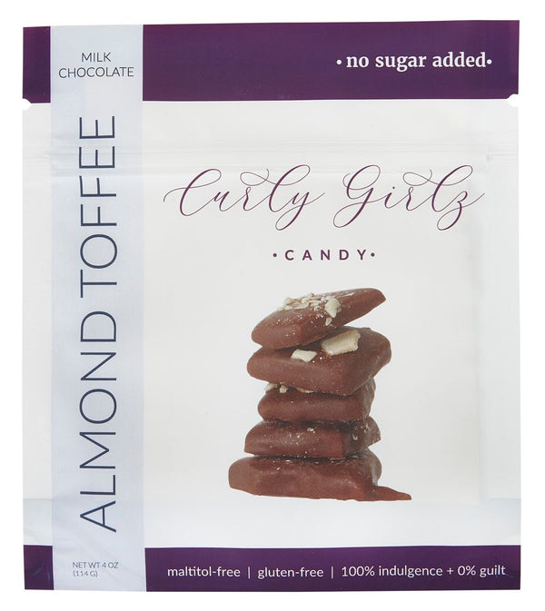 Curly Girlz Candy No Sugar Added Almond Toffee - Milk Chocolate 