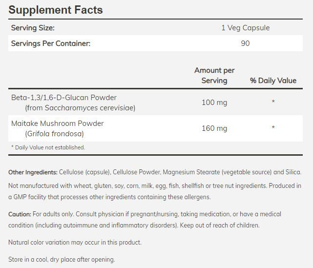 NOW Beta- 1,3/1,6 Glucan 90 veg capsules 