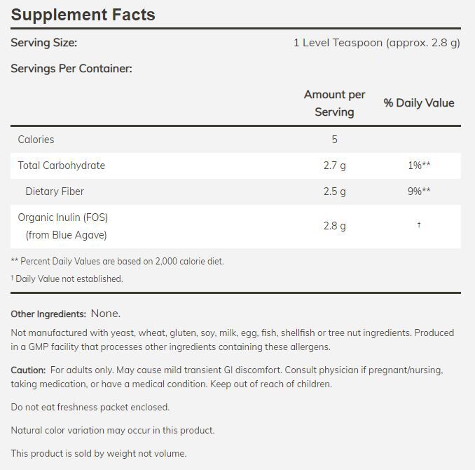 NOW Inulin Pure Powder, Organic