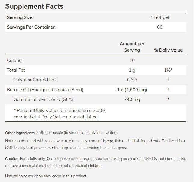 NOW Borage Oil 120 softgels 