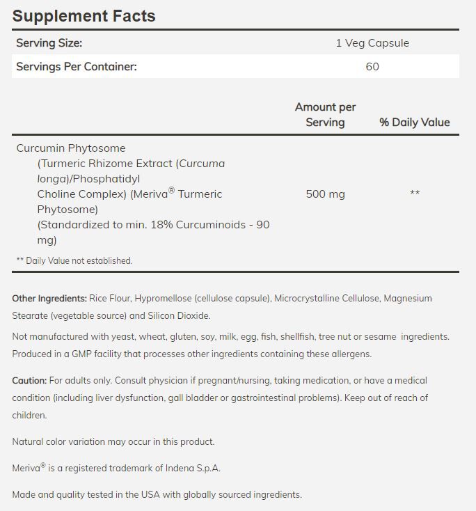 NOW Curcumin Phytosome 60 veg capsules 