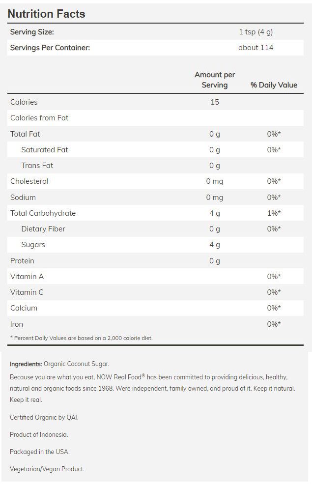 NOW Coconut Sugar 16 oz. 