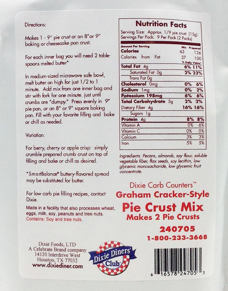 Dixie USA Carb Counters Graham Cracker Style Pie Crust Mix 9.5 oz. 