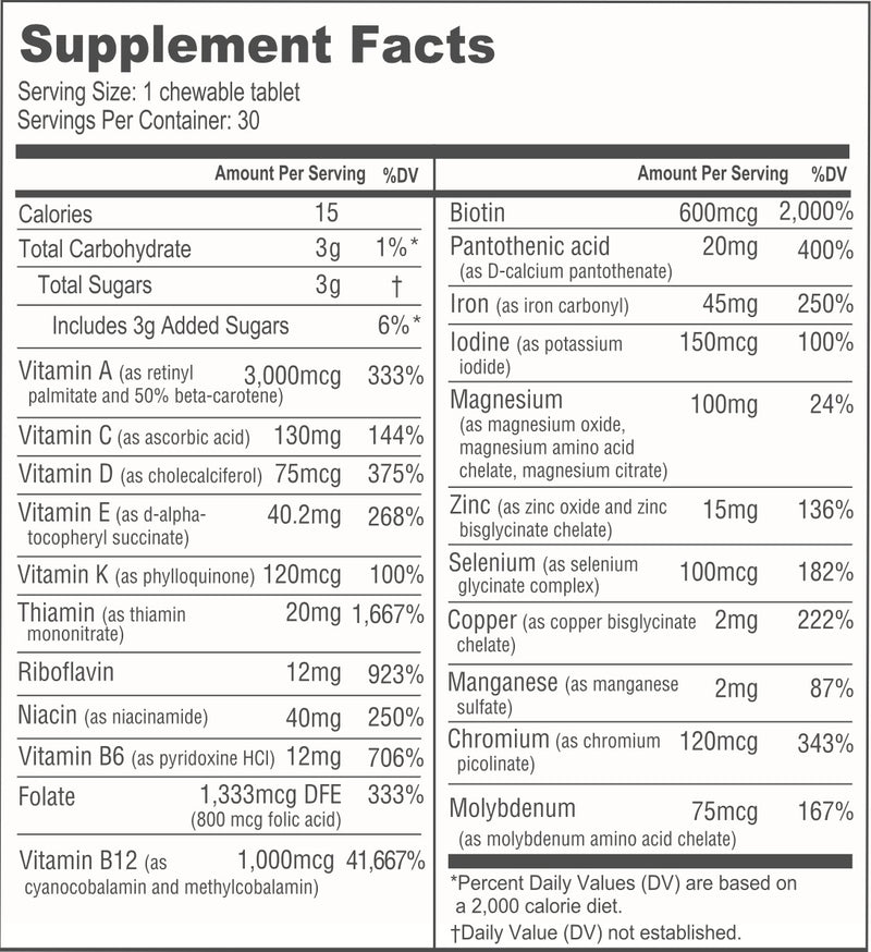 BariatricPal Multivitamin ONE "1 per Day!" Bariatric Multivitamin Chewable with 45mg Iron - Orange Citrus (NEW!)