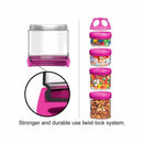 4 Compartment Twist Lock, Stackable, Leak-Proof, Food Storage, Snack Jars & Portion Control Lunch Box by BariatricPal 