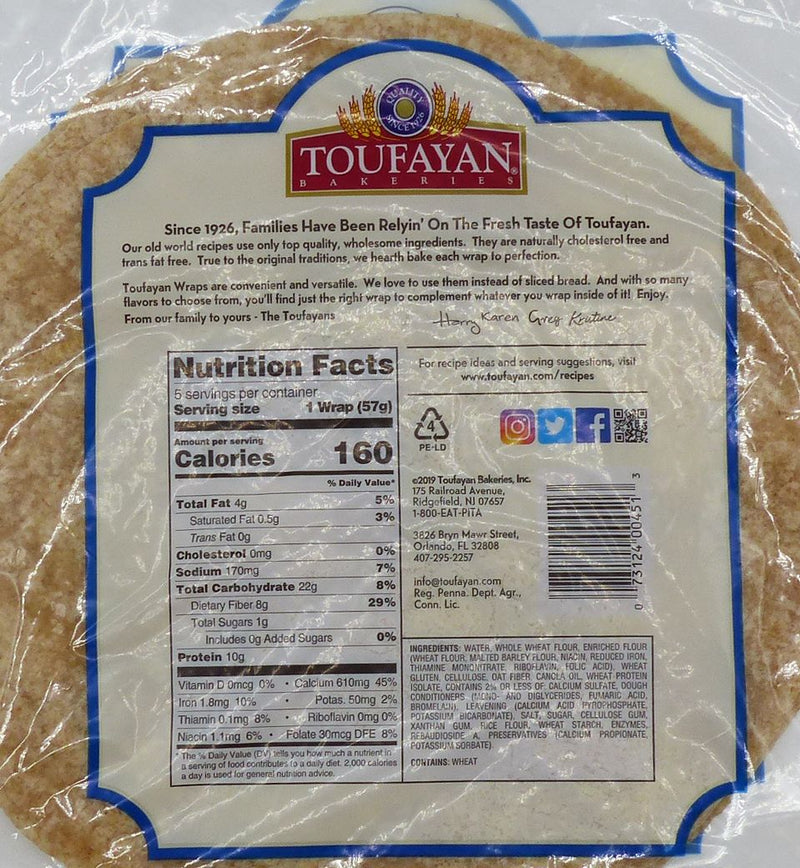 Toufayan Bakeries Low Carb/Low Sodium Wrap 5 wraps 