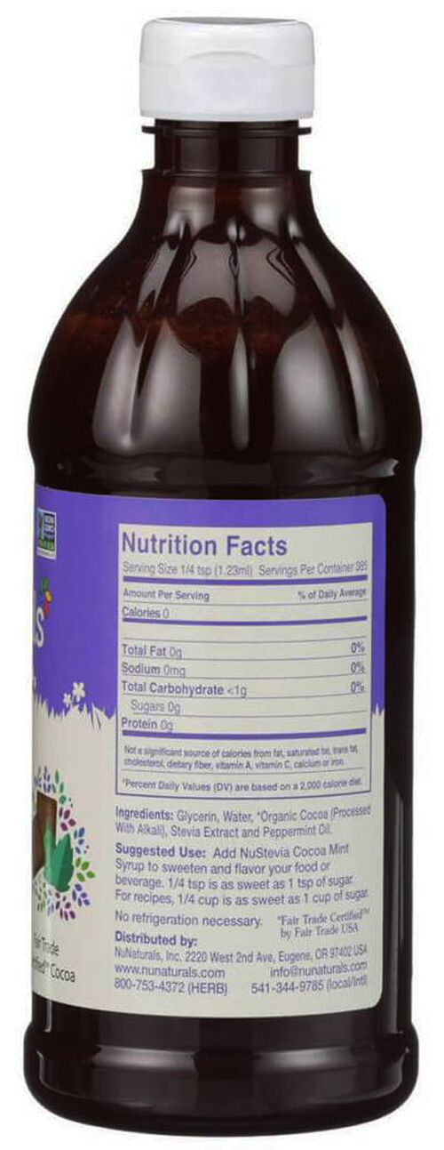 NuNaturals NuStevia Cocoa Mint Syrup 16 fl oz. 