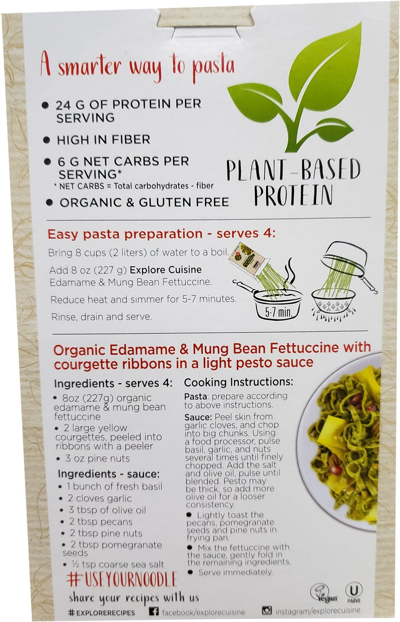 Explore Cuisine Organic Edamame & Mung Bean Fettuccine 8 oz. (227g) 