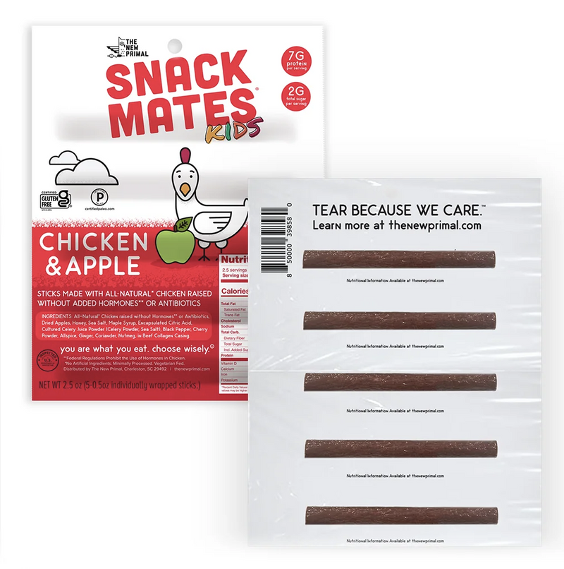 Snack Mates Meat Sticks (5 Mini Sticks) by The New Primal