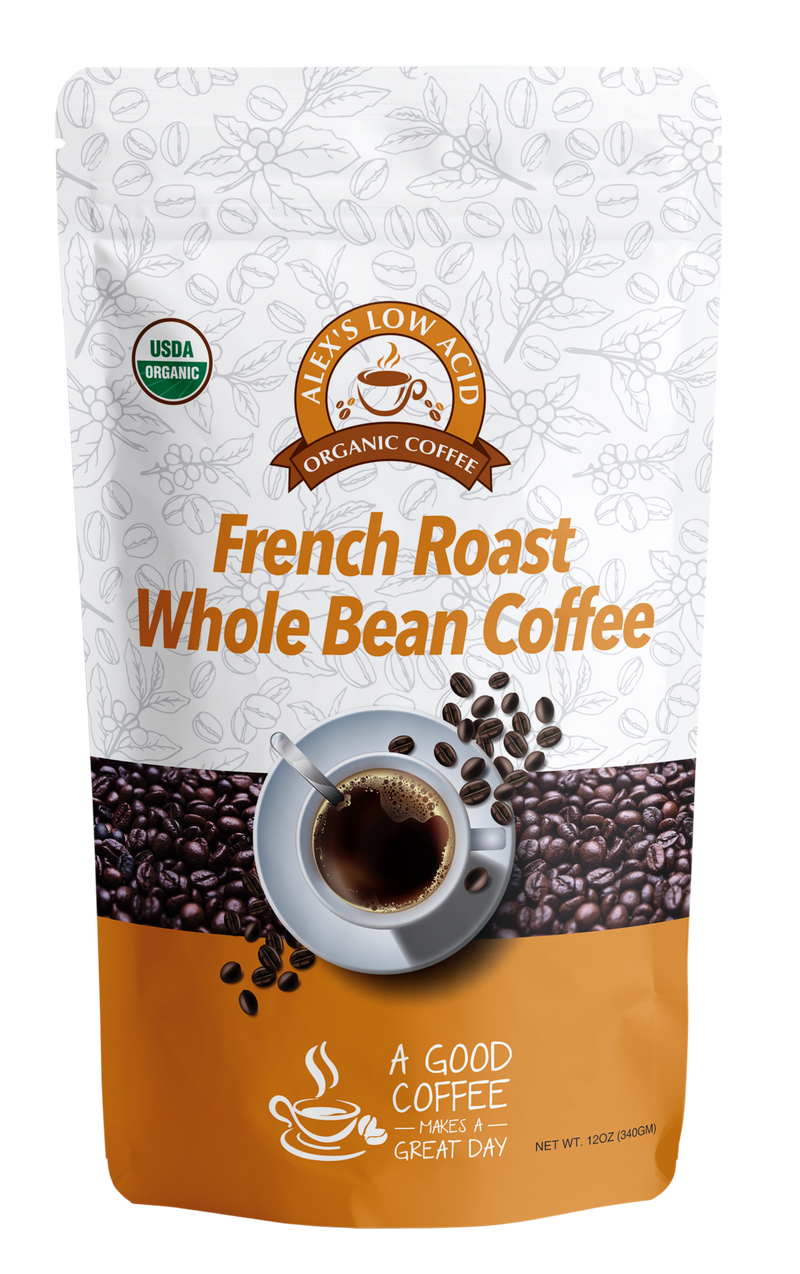 Alex's Low Acid Organic Coffee™ - French Roast Whole Bean (12oz)