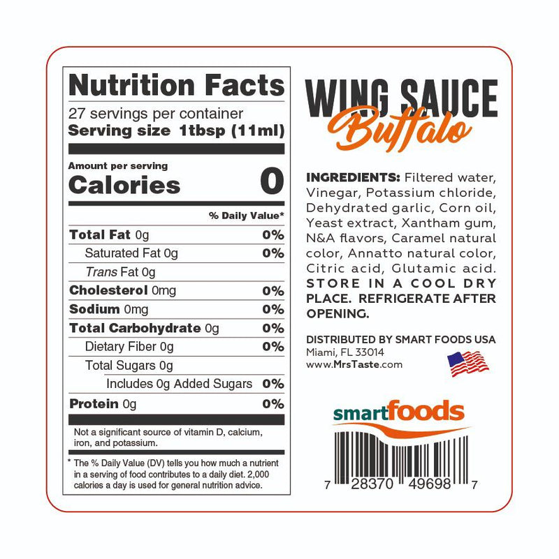 Mrs Taste Zero Calories Buffalo Wing Sauce 10 oz 