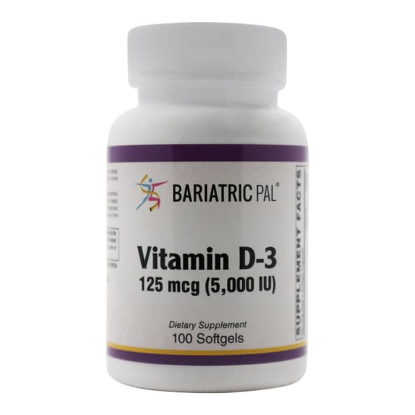 Vitamin D-3 125mcg (5000 IU) - Easy Swallow Vegetarian Softgels by BariatricPal 