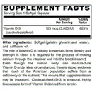 Vitamin D-3 125mcg (5000 IU) - Easy Swallow Vegetarian Softgels by BariatricPal 