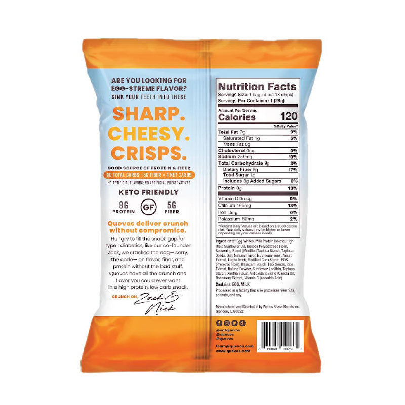 Quevos Keto Friendly Pita Style Protein Chips 1 oz