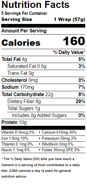 Toufayan Bakeries Low Carb/Low Sodium Wrap